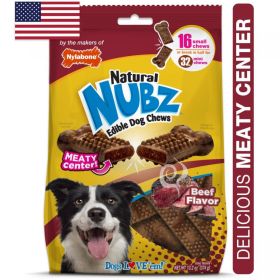 Nylabone Nubz Meaty Center Natural Edible Dog Chews Beef Flavor Small