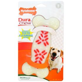 Nylabone Dura Chew White & Red Dog Bone - Bacon Flavor