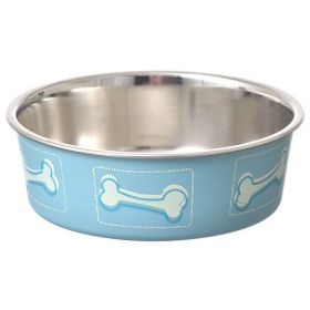 Loving Pets Stainless Steel & Coastal Blue Bella Bowl with Rubber Base