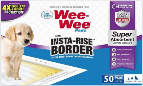Four Paws Wee Wee Insta-Rise Border Quilted Pads 23" x 23"
