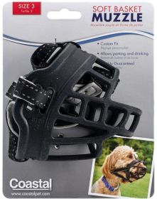 Coastal Pet Soft Basket Muzzle for Dogs Black (size: Size 3)