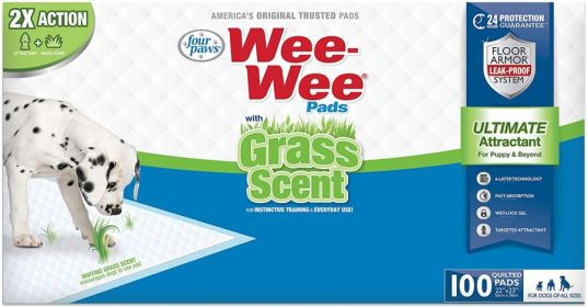 Four Paws Wee Wee Grass Scented Puppy Pads (size: 100 count)