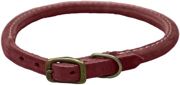 Circle T Rustic Leather Dog Collar Brick Red (size: 3/8"W x 12"L)