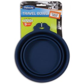 Petmate Round Silicone Travel Pet Bowl Blue (size: Large 1 count)