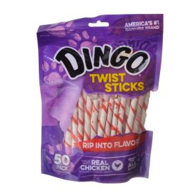Dingo Twist Sticks Rawhide Chew with Chicken in the Middle (size: 6" Long (50 Pack))