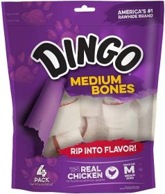 Dingo Meat in the Middle Rawhide Chew Bones (size: Medium - 6" (4 Pack))