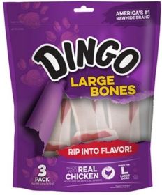 Dingo Meat in the Middle Rawhide Chew Bones (size: Large - 8.5" (3 Pack))