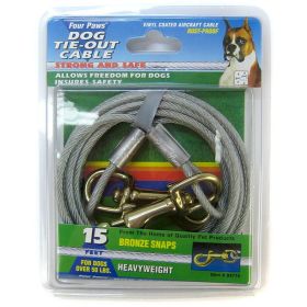 Four Paws Dog Tie Out Cable - Heavy Weight - Black (size: 15' Long Cable)