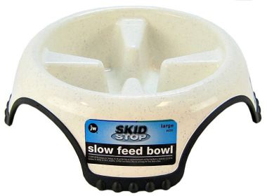 JW Pet Skid Stop Slow Feed Bowl (size: Large - 10.5" Wide x 3" High (5 cups))