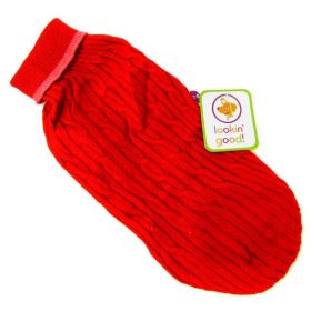 Fashion Pet Cable Knit Dog Sweater - Red (size: Small (10"-14" From Neck Base to Tail))