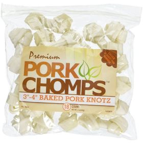 Pork Chomps Knotz Knotted Pork Chew - Baked (size: Medium - 18 Count - (3"-4" Chews))