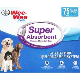 Four Paws Wee Wee Pads - Super Absorbent (size: 75 Pack - (24"L x 24"W))