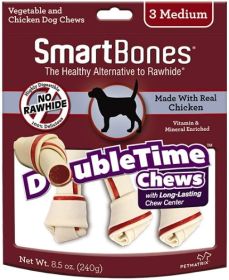 SmartBones DoubleTime Bone Chews for Dogs - Chicken (size: Medium - 3 Pack - (5" Long - For Dogs 26-50 lbs))