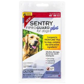 Sentry Fiproguard Plus IGR for Dogs & Puppies (size: Large - 6 Applications - (Dogs 45-88 lbs))