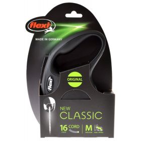 Flexi New Classic Retractable Cord Leash - Black (size: Medium - 16' Cord (Pets up to 44 lbs))