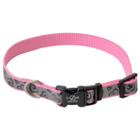 Lazer Brite Pink Hearts Reflective Adjustable Dog Collar (size: 12"-18" Long x 5/8" Wide)