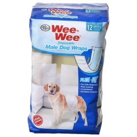 Four Paws Wee Wee Disposable Male Dog Wraps (size: Medium/Large - 12 Pack - (Fits Waists 15"-29.5"))