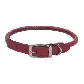 Circle T Oak Tanned Leather Round Dog Collar - Red (size: 16" Neck)