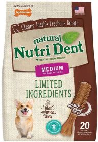 Nylabone Natural Nutri Dent Filet Mignon Dental Chews - Limited Ingredients (size: Medium - 20 Count)