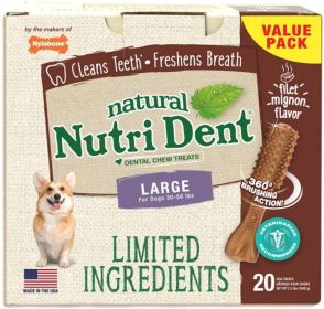 Nylabone Natural Nutri Dent Filet Mignon Dental Chews - Limited Ingredients (size: Large - 20 Count)