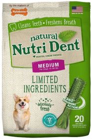 Nylabone Natural Nutri Dent Fresh Breath Dental Chews - Limited Ingredients (size: Medium - 20 Count)
