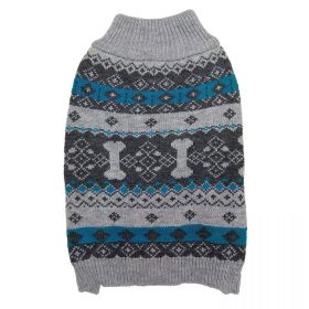 Fashion Pet Nordic Knit Dog Sweater - Gray (size: Medium (14"-19" Neck to Tail))