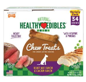 Nylabone Natural Healthy Edibles Variety Pack - Roast Beef & Chicken (size: Petite - 34 Pack)