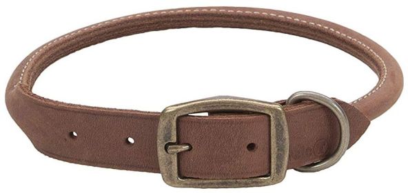 CircleT Rustic Leather Dog Collar Chocolate (size: 16"L x 5/8"W)