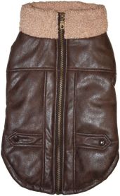 Fashion Pet Brown Bomber Dog Jacket (size: medium)