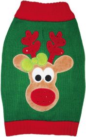 Fashion Pet Green Reindeer Dog Sweater (size: large)