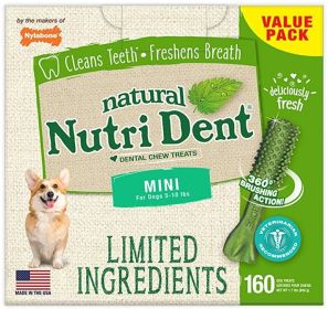 Nylabone Natural Nutri Dent Fresh Breath Dental Chews - Limited Ingredients (size: Mini - 160 Count)