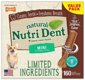Nylabone Natural Nutri Dent Filet Mignon Dental Chews - Limited Ingredients (size: Mini - 160 Count)