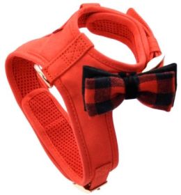 Coastal Pet Accent Microfiber Dog Harness Retro Red with Plaid Bow (size: X-Small)
